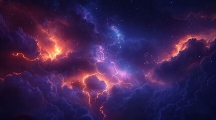 Cosmic cloudscape, fiery nebula, space background, energy, vibrant colors