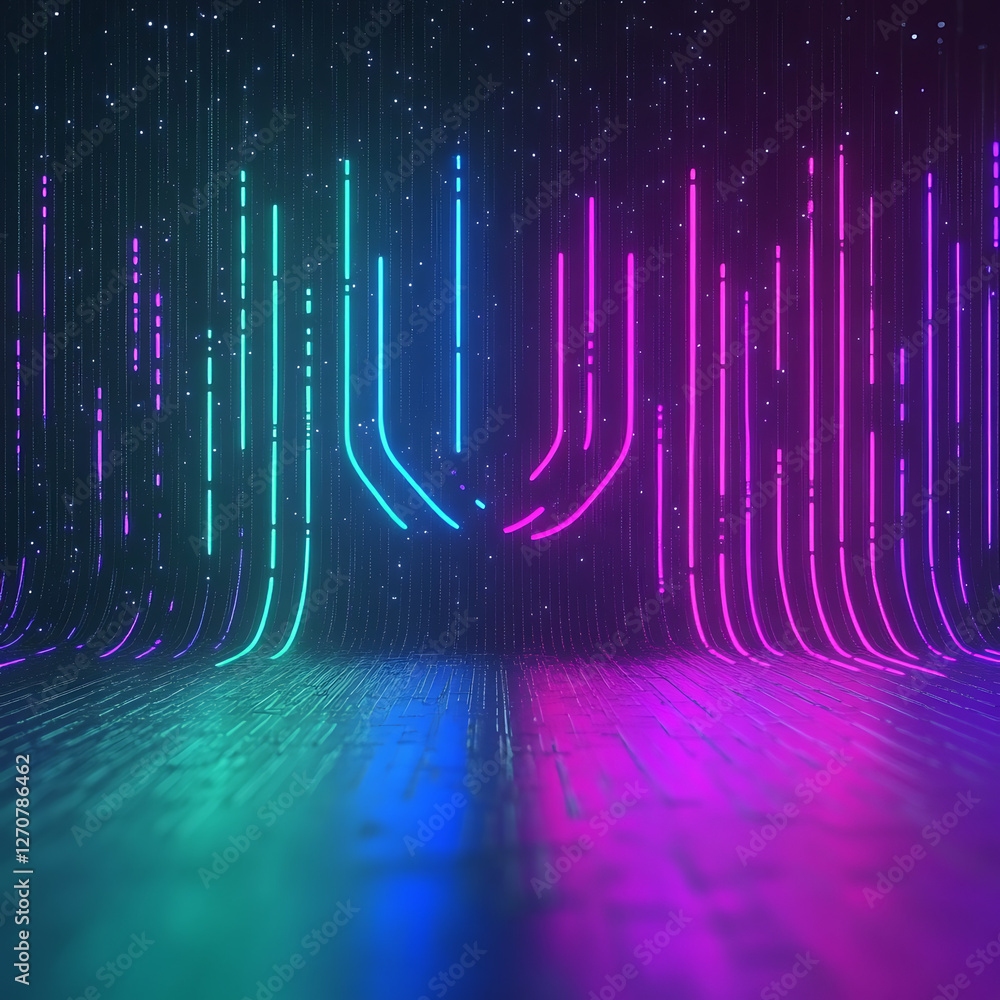 Poster neon light stream abstract digital space presentation backdrop cool visuals technology concept
