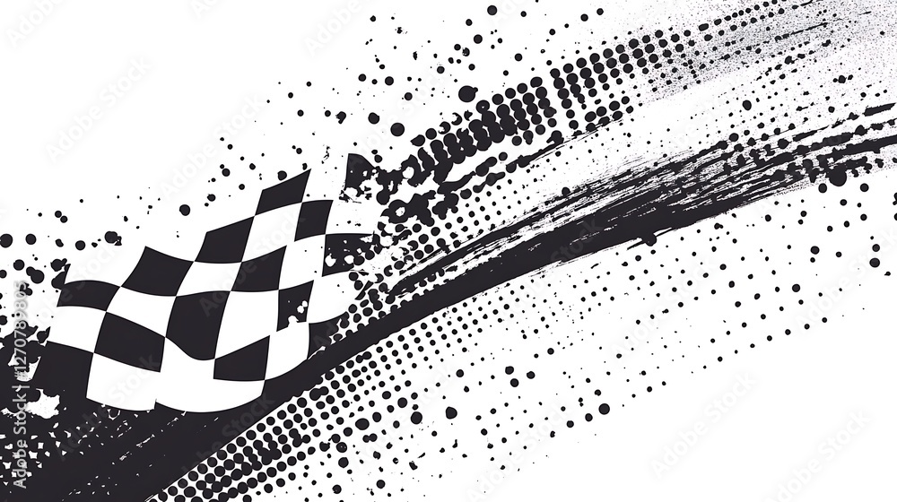 Poster checkered flag graphic with halftone effects. suitable for race themes or competition concepts