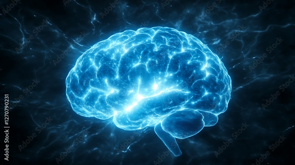 Poster neural network brain intelligence concept artificial ingenuity cognition processes and connections