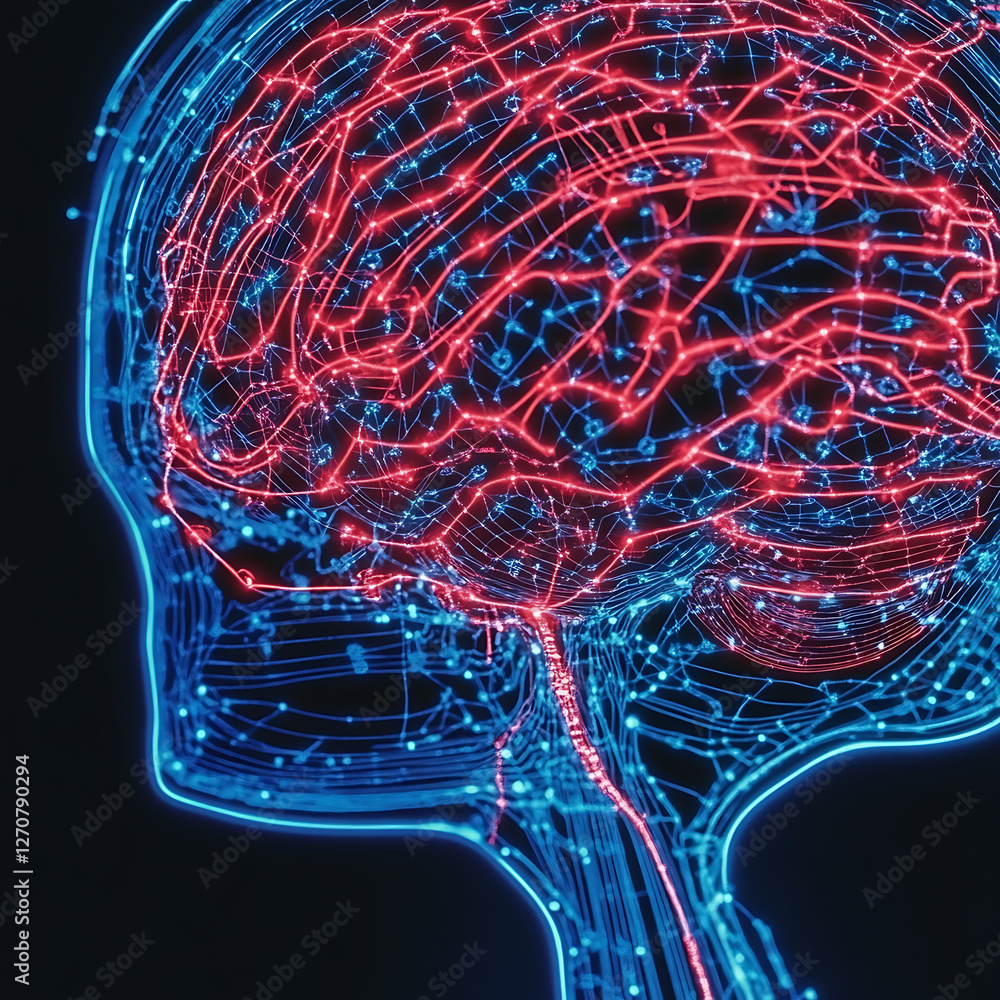 Poster neural network brain scan connecting pathways and cognition for artificial intelligence