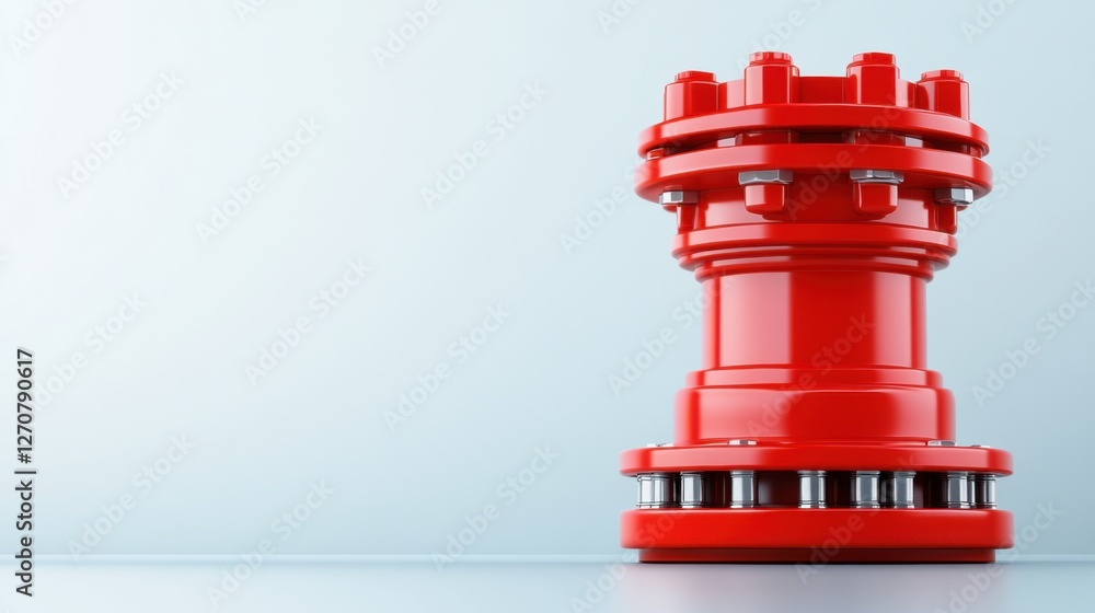 Poster bright red industrial valve component with modern design and sleek background for technical applicat