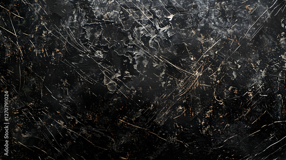 Poster dark textured surface with intricate patterns and scratches, suitable for backgrounds and designs