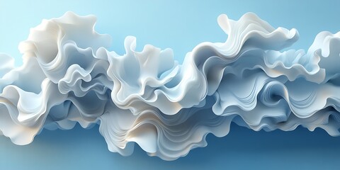 Abstract flow of light blue and white shapes