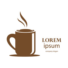 logo design of hot coffee in a glass with smoke