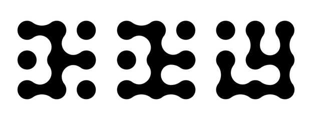  Set of metaball, liquid connected blobs vector illustration