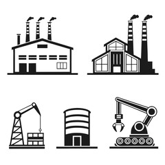 Industrial Zone Silhouette Icon Set