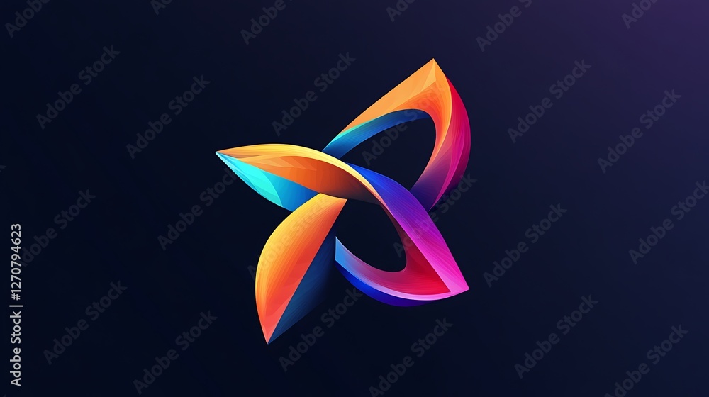 Leinwandbilder Colorful abstract shape with a knot on a gradient background for creative design projects