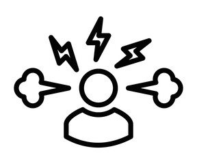 Mental stress vector icon depicting frustration and anger. Editable stroke.