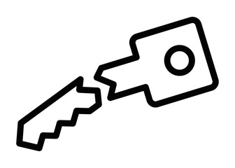 Broken key vector icon with jagged edges representing damage. Editable stroke.