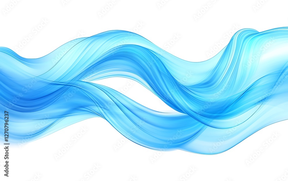 Aufkleber Abstract smooth flowing blue waves on white background for modern web design