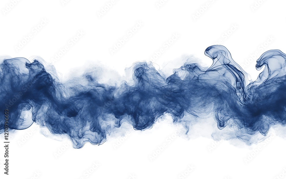 Aufkleber blue smoke swirls on white backdrop for abstract artwork or effect creation