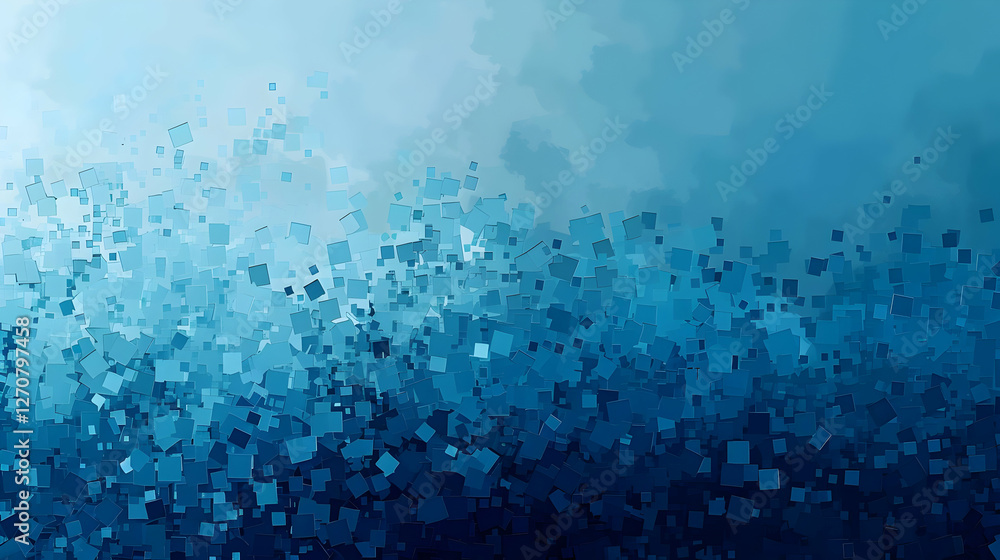 Aufkleber abstract blue gradient background with pixelated squares creating a serene digital atmosphere