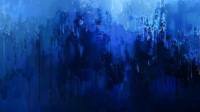 Abstract blue watercolor texture with dripping paint effects, suitable for backgrounds and designs