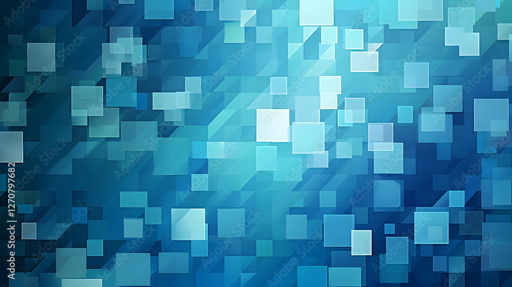 Poster abstract blue geometric pattern with varying shades and transparency effects for digital design