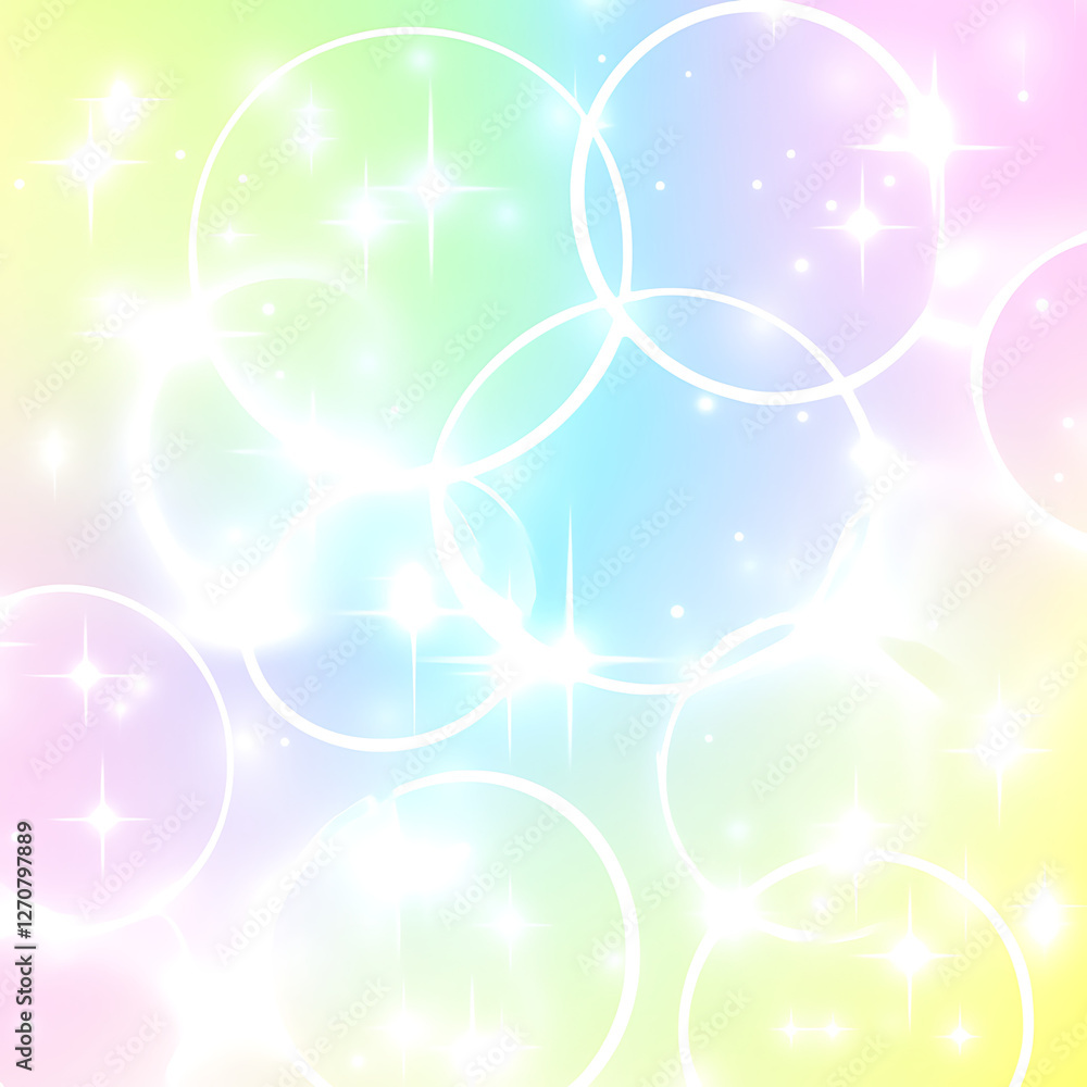 Poster pastel spectrum sparkle circle dreamscape fantasy design with radiance and luminous circular shapes
