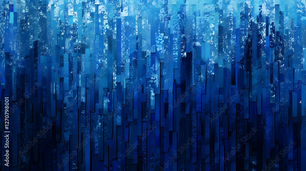 Poster abstract blue vertical lines creating a serene underwater effect with light reflections