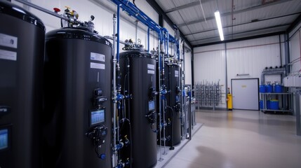 Naklejka premium Industrial gas storage facility interior