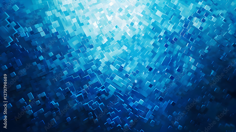 Poster abstract blue background with geometric patterns creating a sense of depth and movement