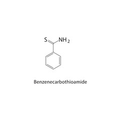 Benzenecarbothioamide skeletal structure.Thiourea Derivative compound schematic illustration. Simple diagram, chemical formula.