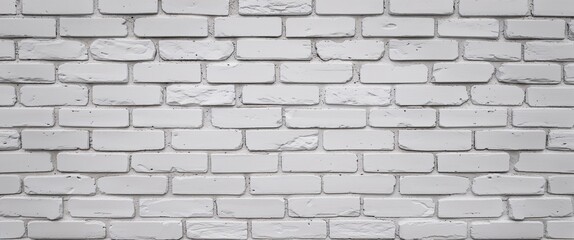 Naklejka premium style and type of a white brick wall, showcasing a classic and rustic layout. The bricks are arranged in a horizontal pattern, with each row slightly offset from the one above, creating a traditional 