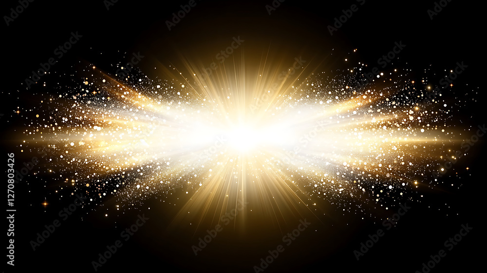 Poster radiant burst of light and glittering particles displaying a mesmerizing visual spectacle on dark ba