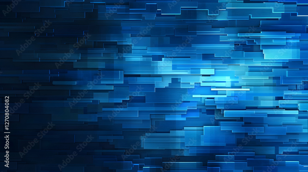 Poster abstract blue digital background with layered rectangular shapes creating a textured effect