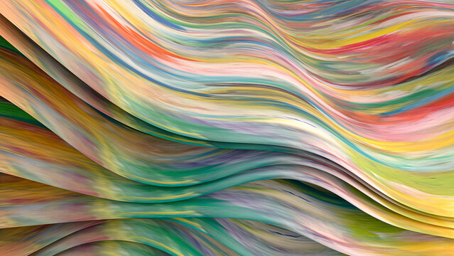 Abstract 3D recycled plastic paper sheets with colorful wave patterns