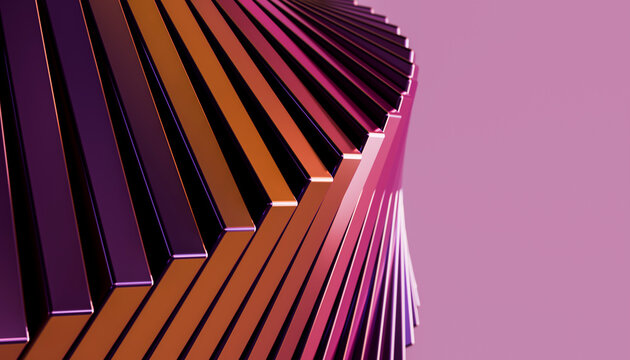 Abstract 3D render with colorful geometric shapes and reflections