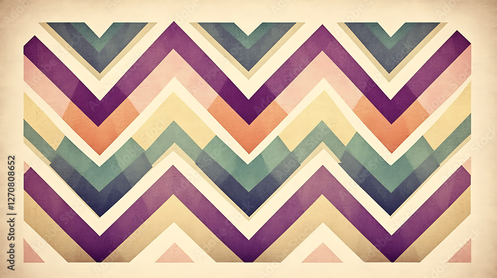 Poster retro chevron pattern with harmonious color combinations in abstract arrangement illustration
