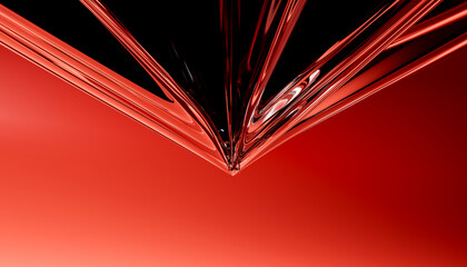 Abstract 3D render with red geometric shapes and a modern design