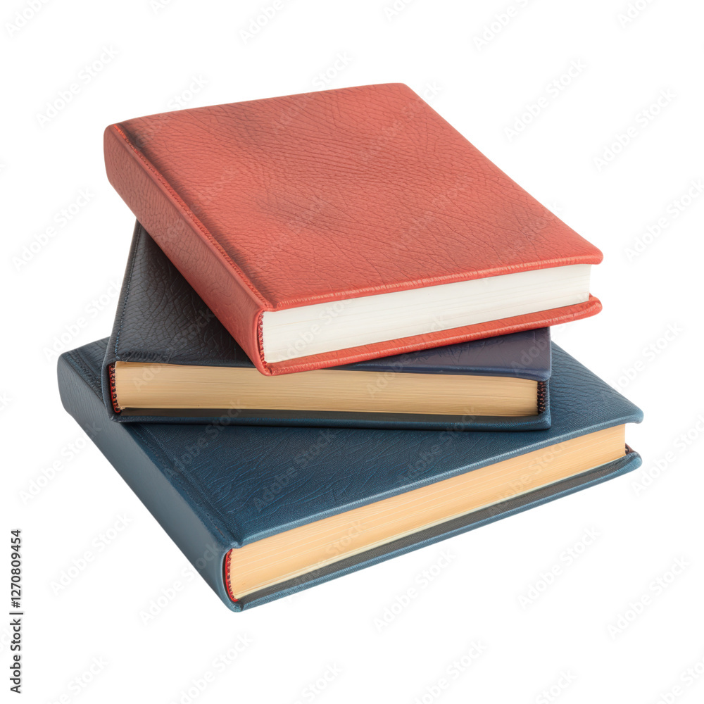 Poster stack of colorful books on a transparent background
