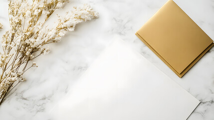 Elegant Golden Stationery Flat Lay Minimalist Design Home Setting Calm Environment Aesthetic Viewpoint Creative Concept