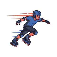 Obraz premium Active Skater in Protective Gear Rollerblading with Dynamic Motion Illustration