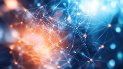 Fototapeta premium Abstract network connection, glowing nodes, digital data flow, futuristic technology background, website banner