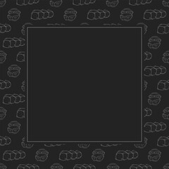 bread frame. doodle bakery square frame. hand drawn bread frame background. bakery background