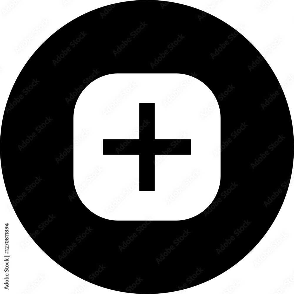 Poster add, new, plus icon symbol - create icons, more button in filled, thin line, outline and stroke styl