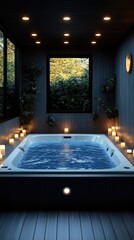 Relaxing Hot Tub Soaking Experience with Candles