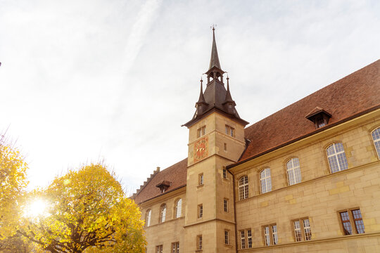 Historic Gymnasium de la Cit� in Lausanne, Switzerland on a sunny autumn day
