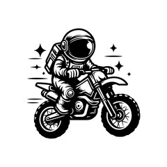 Obraz premium astronaut character logo design riding a motocross bike