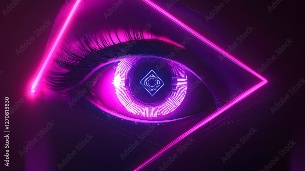 Poster futuristic digital eye visualization virtual space graphic design abstract environment close-up view