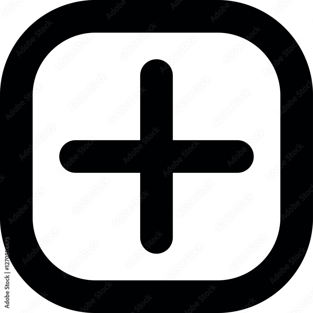 Poster add, new, plus icon symbol - create icons, more button in filled, thin line, outline and stroke styl