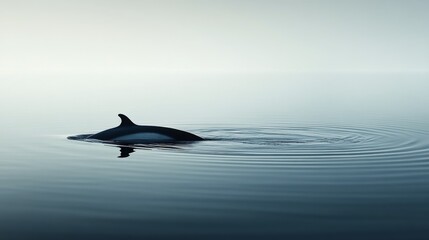 Naklejka premium Humpback whale swimming gracefully in clear blue ocean waters during midday