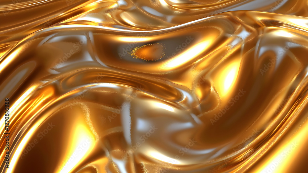 Poster shimmering golden waves undulate in a fluid motion, reflecting light and creating depth