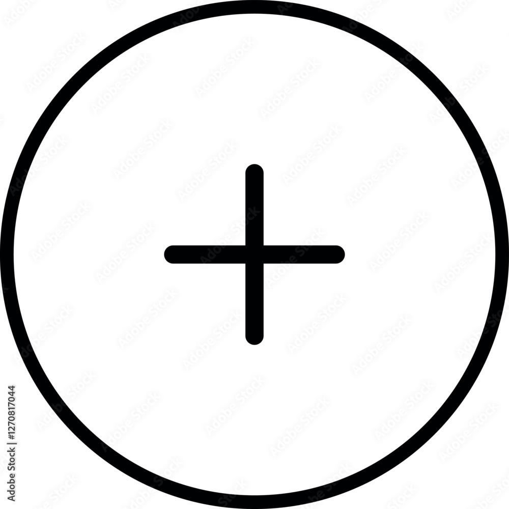 Poster add, new, plus icon symbol - create icons, more button in filled, thin line, outline and stroke styl