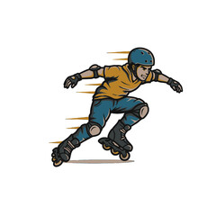 Illustration of a Roller Skater Swiftly Gliding With Protective Gear