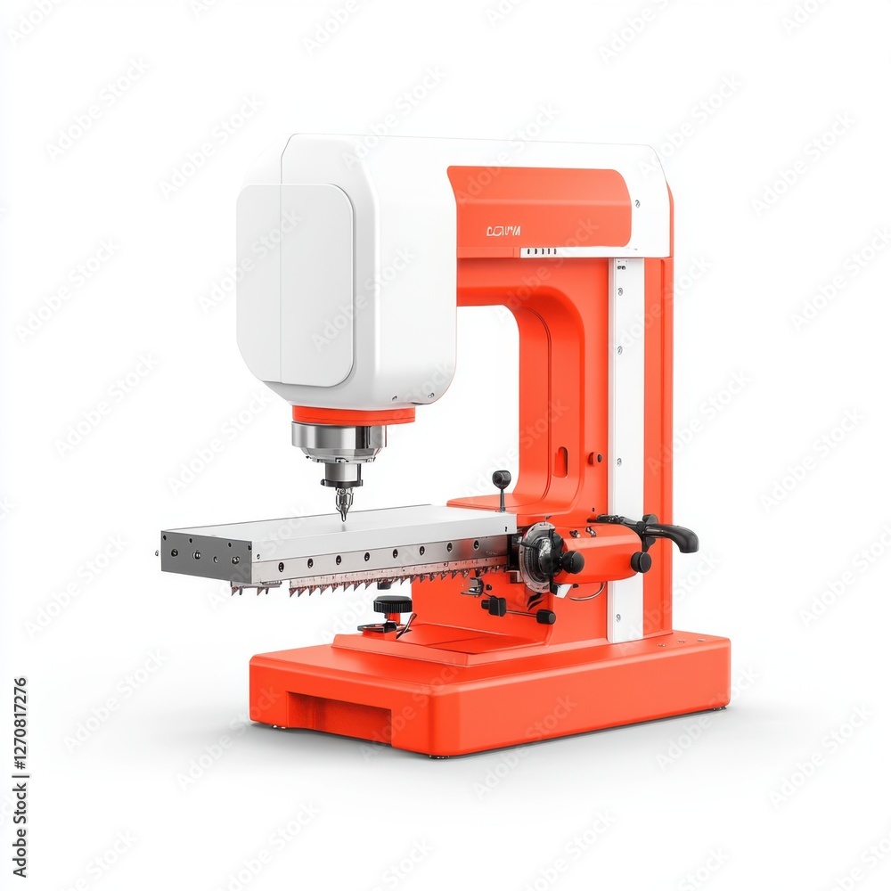 Poster modern cnc machine with bright orange and white design for precision engineering and manufacturing a