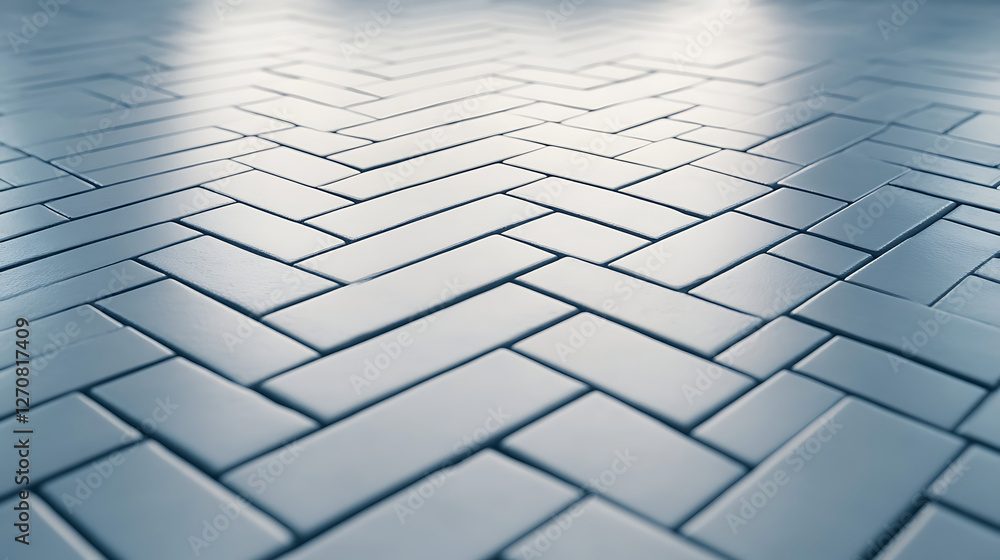 Poster serene herringbone tile surface pattern with subtle light play for architectural visualization