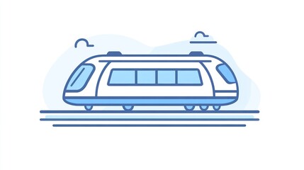Obraz premium Modern high-speed train on tracks, scenic background, travel