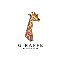 Colorful Giraffe Illustration With Scarf and Minimalistic Logo Design